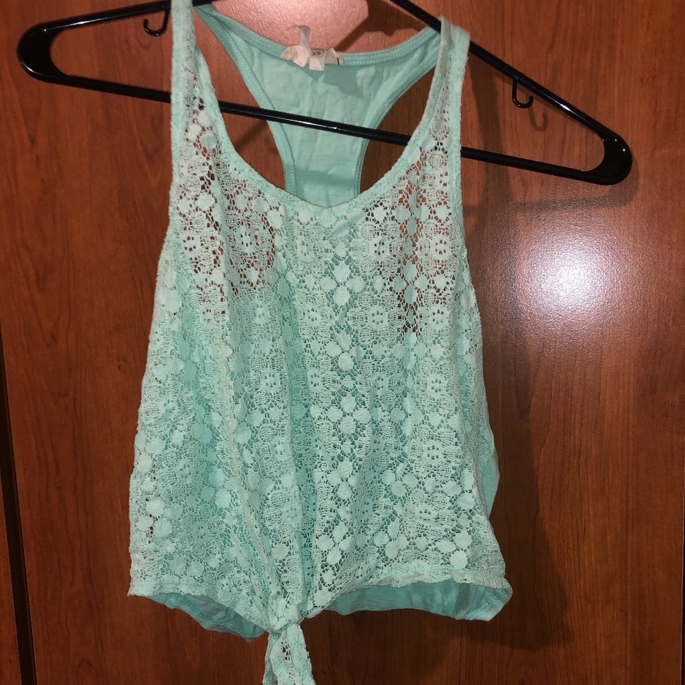 Lace tie-up tank top